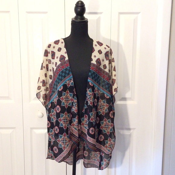 NWOT Live 4 Truth Short Sleeve Semi-Sheer Swimsuit Coverup Kimono Size Small - Picture 1 of 6